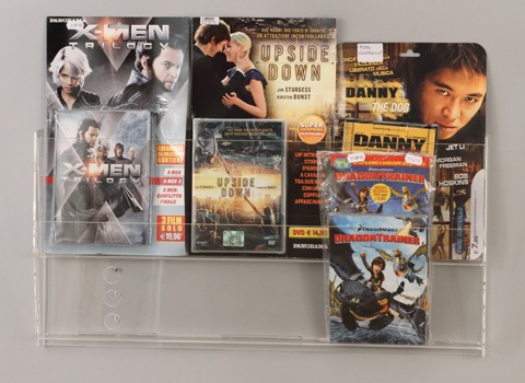 ESPOSITORE DA PARETE A DUE TASCHE PER DVD E VARIE