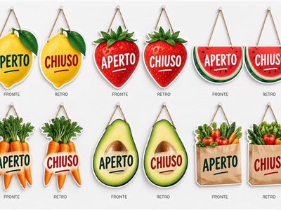 CARTELLO APERTO CHIUSO NEGOZI FRUTTA E VERDURA