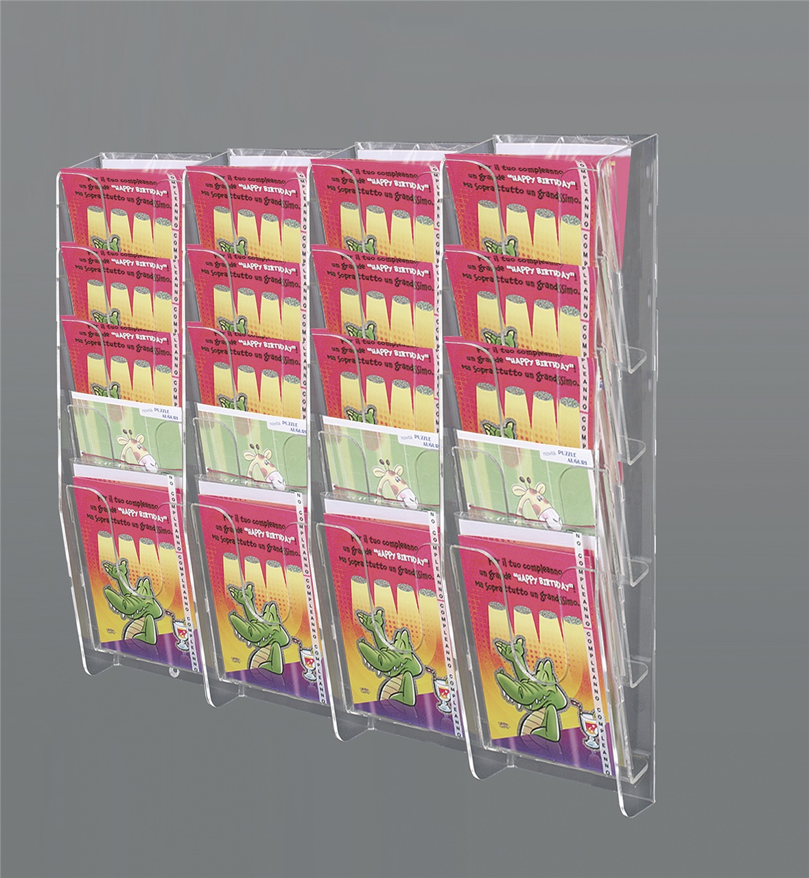 Espositore Per Adesivi In Acrilico 5 Livelli Con 20 Tasche - Organizer Trasparente Per Fiere, Eventi, Negozio