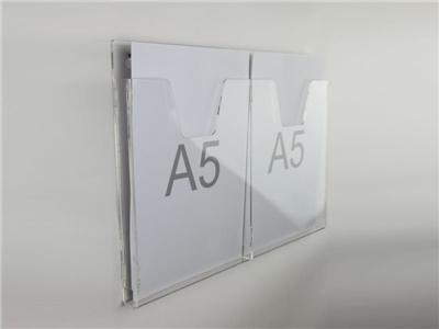 ESPOSITORE DA PARETE CON NR. 2 TASCHE PER FOGLI F.TO A5 VERTICALI