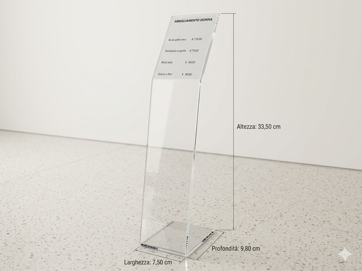 Espositore Porta Prezzi da Terra - Linea Vetrine (Dimensioni Piccole)