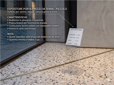 Espositore Porta Prezzi da Terra - Linea Vetrine (Dimensioni Piccole)