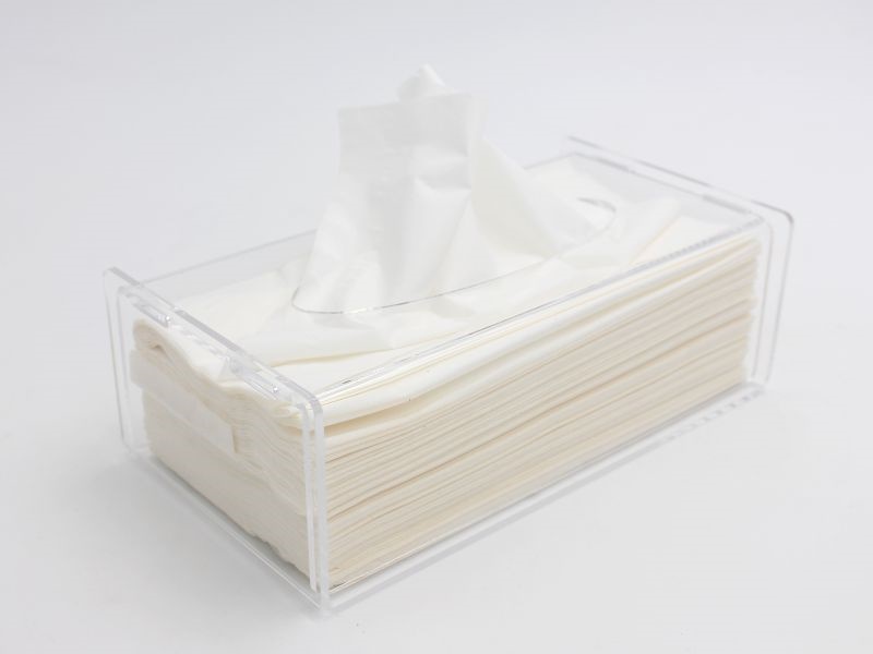 Porta kleenex, contenitore per fazzoletti in plexiglass satinato  rettangolare e quadrato