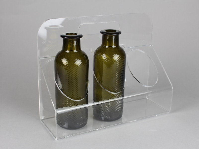 espositore porta bottiglie olio - aceto con parte posteriore chiusa- per bottigle con diametro 59mm
