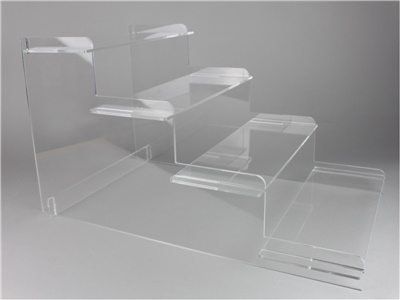 scaletta espositiva a 4 piani smontabile in plexiglass trasparente