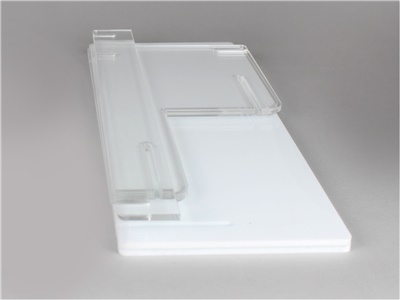 scaletta espositiva a 2 piani smontabile in plexiglass bianco