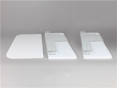 scaletta espositiva a 4 piani smontabile in plexiglass bianco con crowner neutro