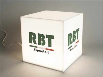 Cubo espositivo plexiglass opalino con illuminazione LED