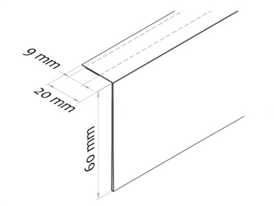 PROFILO PORTA PREZZI ADESIVO A90° mm60x1000-ALETTA DA mm20