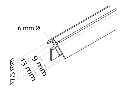 PROFILO ADESIVO BASCULANTE PER FILO Ø mm6