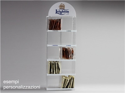 Espositore da banco per bustine di cioccolata, the, tisane, smontabile