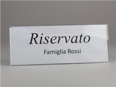 Segnaposto da tavolo bifacciale