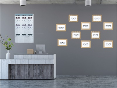 espositore per occhiale da banco e parete in cartone tripla onda bianco