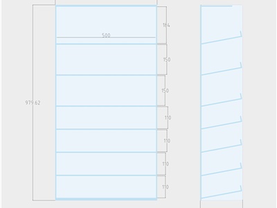 espositore per sigarette usa e getta a 7 piani L= 51 cm