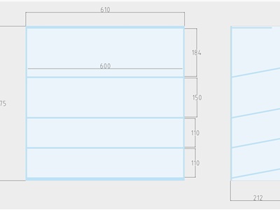 espositore per sigarette usa e getta a 4 piani L= 61 cm