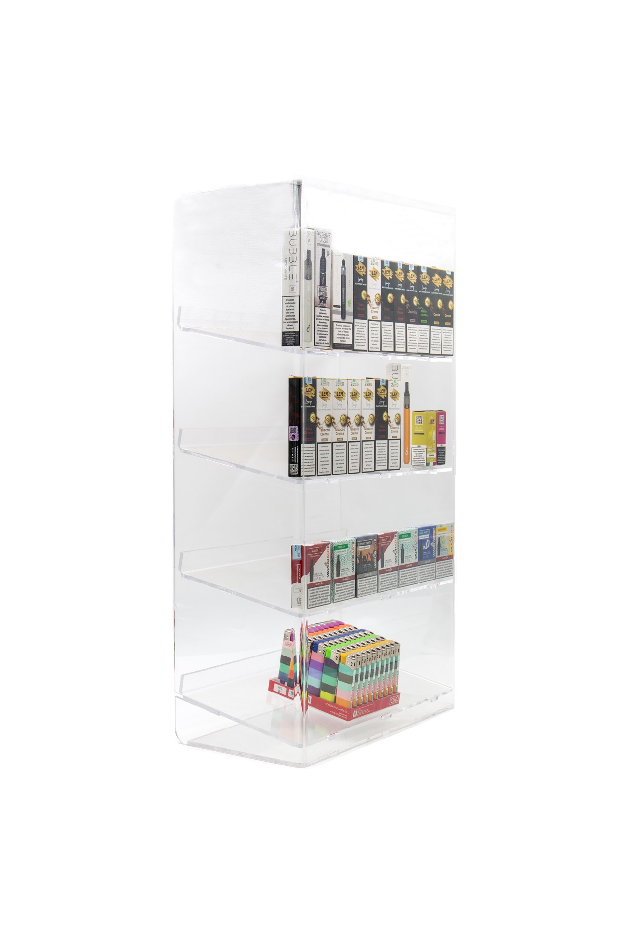 espositore per sigarette usa e getta a 4 piani L= 61 cm