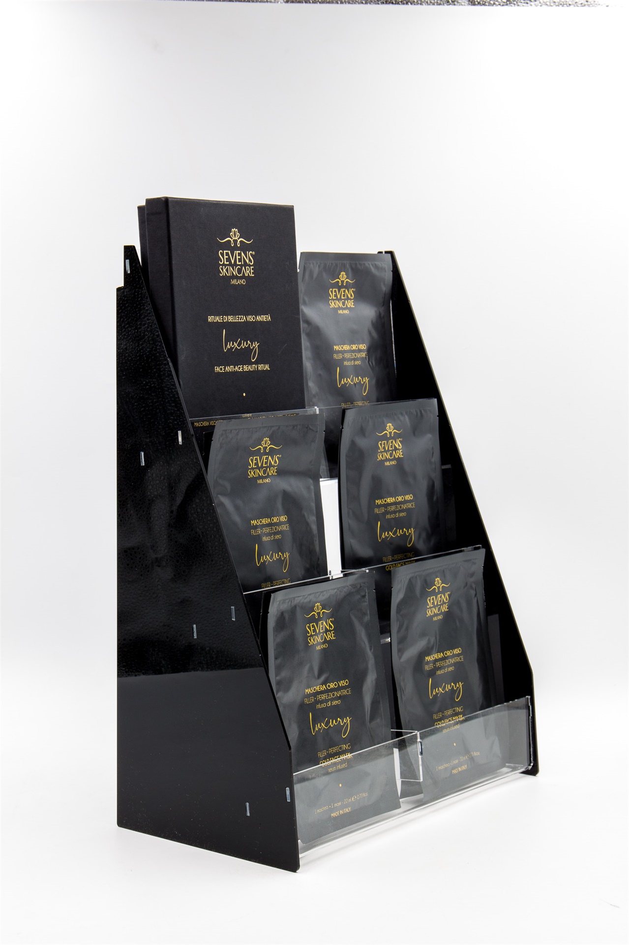 ESPOSITORE DA BANCO IN PLEXIGLASS PER MASCHERE O SKINCARE