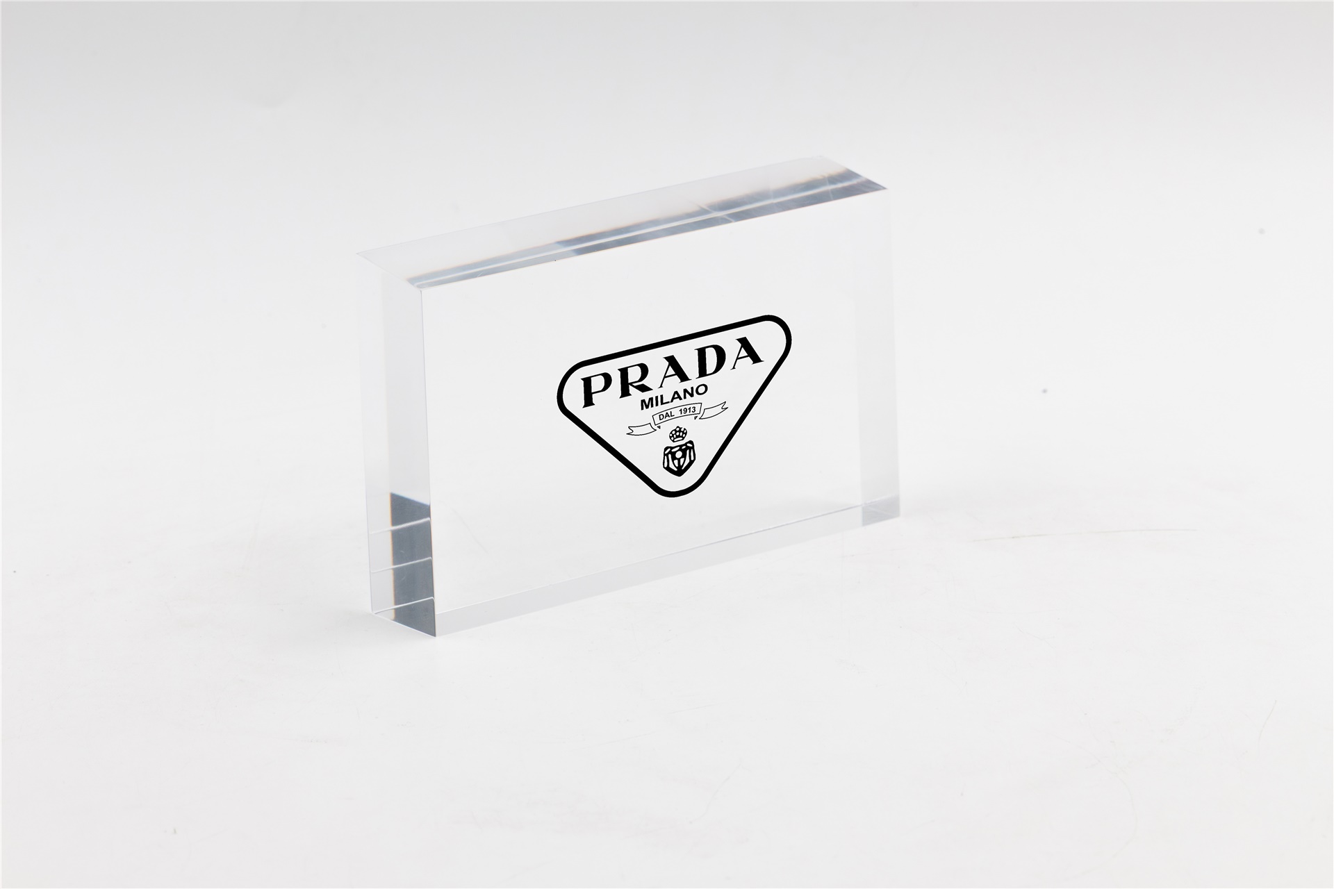 BLOCCO IN PLEXIGLASS TRASPARENTE CON LOGO PERSONALIZZATO