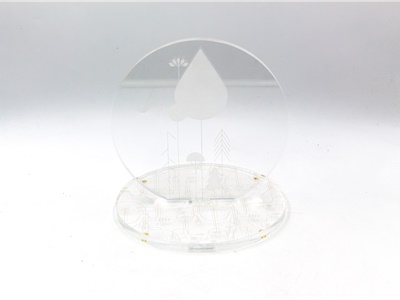 Espositore da Banco in Plexiglass Trasparente per Logo con Incisione Personalizzata