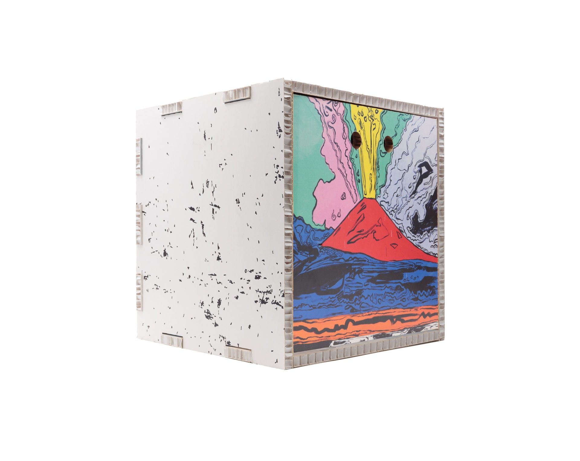 CUBO D'ARREDO IMPILABILE IN CARTONE ALVEOLARE BIANCO